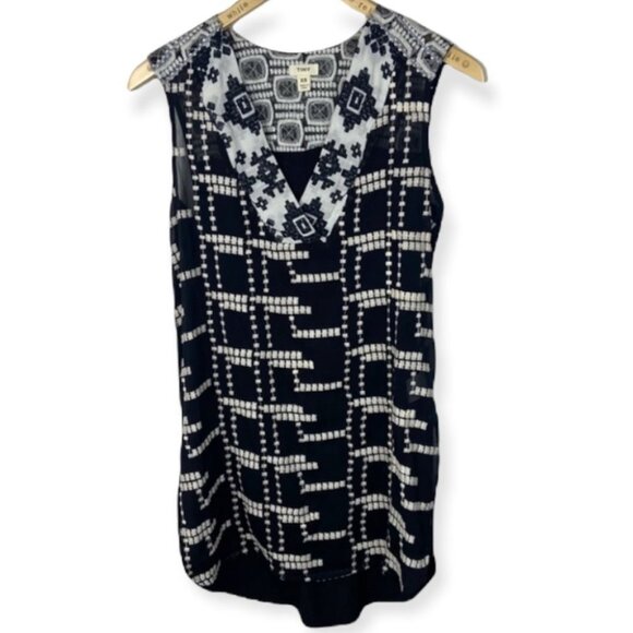 Anthropologie Bohemian Tiny Chapparal Tunic Black White Size XS Sheer Long Boho - Picture 4 of 12